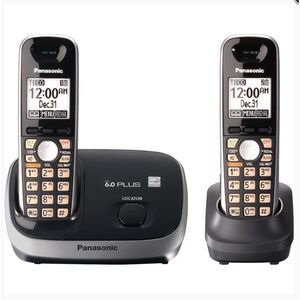 Panasonic KX-TG6512B DECT 6.0 PLUS Expandable Digital Cordless Phone 2 Handsets